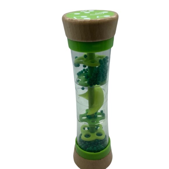 Hape Wooden Beaded Rainmaker Toddler Toy Green Sensory Development Raindrops 8" - Picture 4 of 7